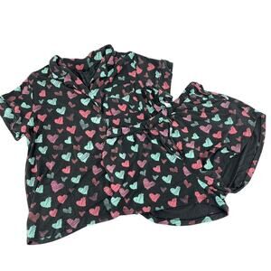 MeUndies UltraModal Short Sleeve PJ Set in Drawn to Me Hearts Size XL Valentines